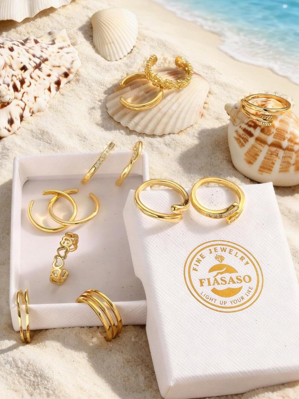 12Pcs Toe Rings for Women - 14K Gold Filled Toe Ring Non Tarnish Adjustable Simp - Picture 6 of 8